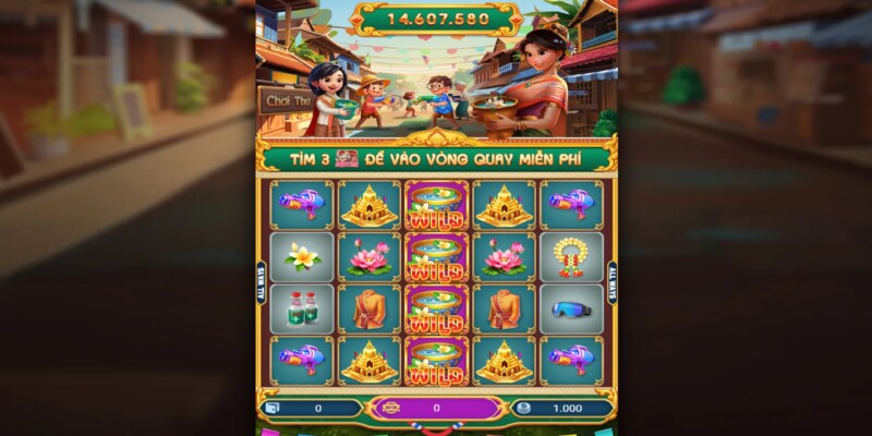 Game Nổ hũ Songkran Té Nước Rước Lộc với biểu tượng nổi bật