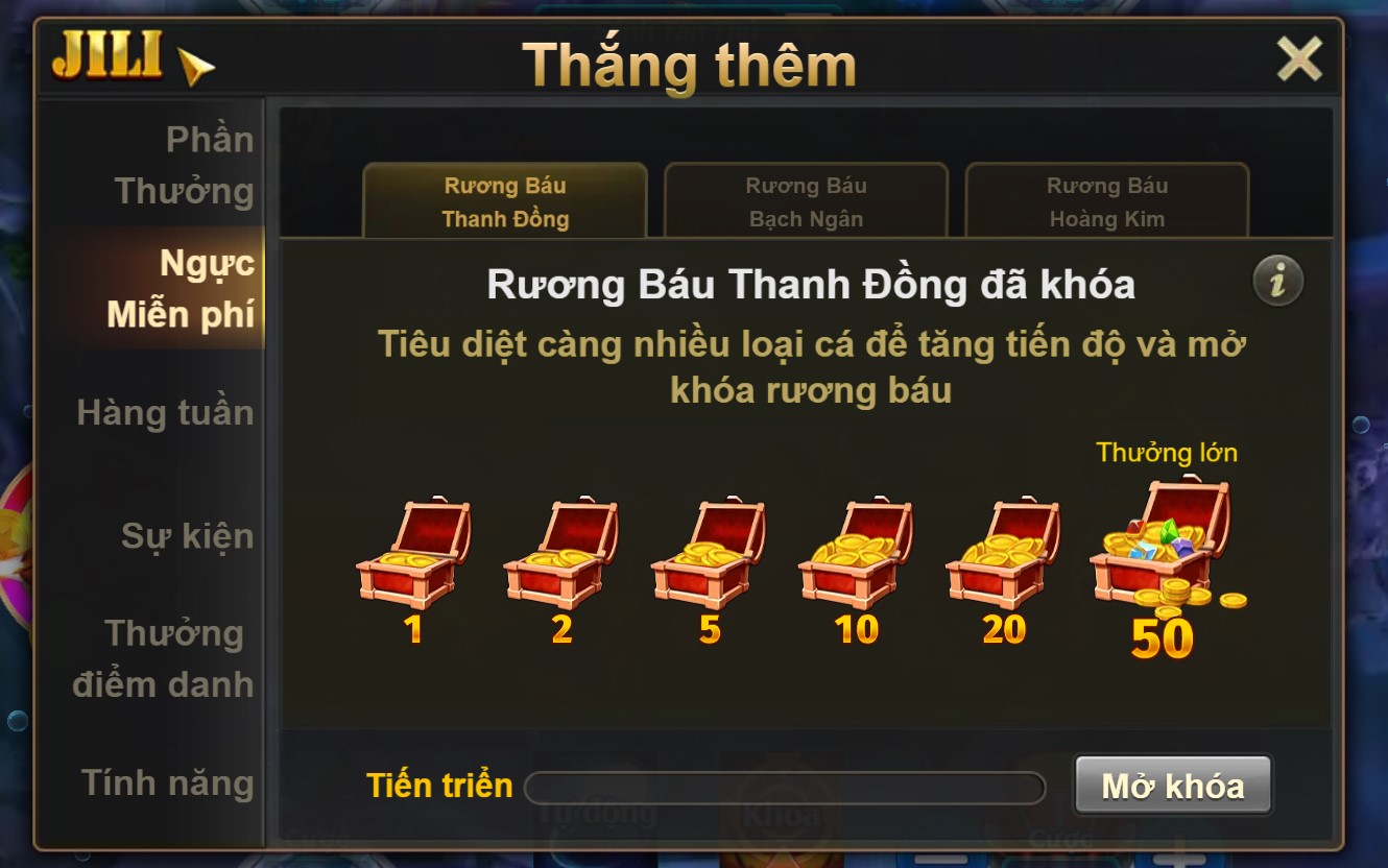 Chế độ bạo thưởng với rương báu